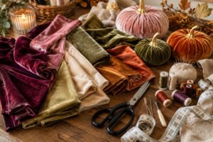 Pannesamt in verschiedenen Farben zum Samtkürbisse nähen 